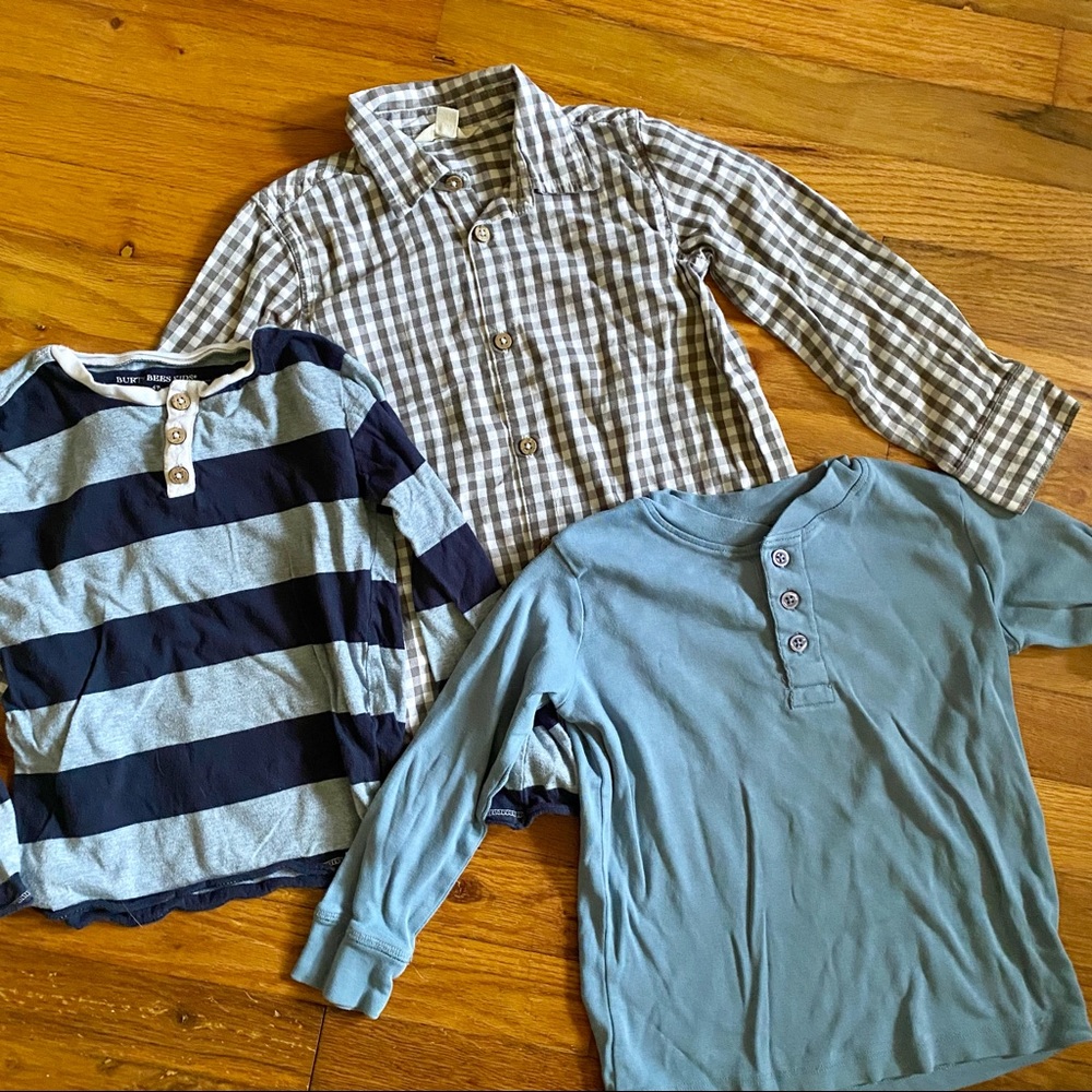 Organic cotton l/s shirt bundle boy’s 4T Pact Burt’s Bees henley button down